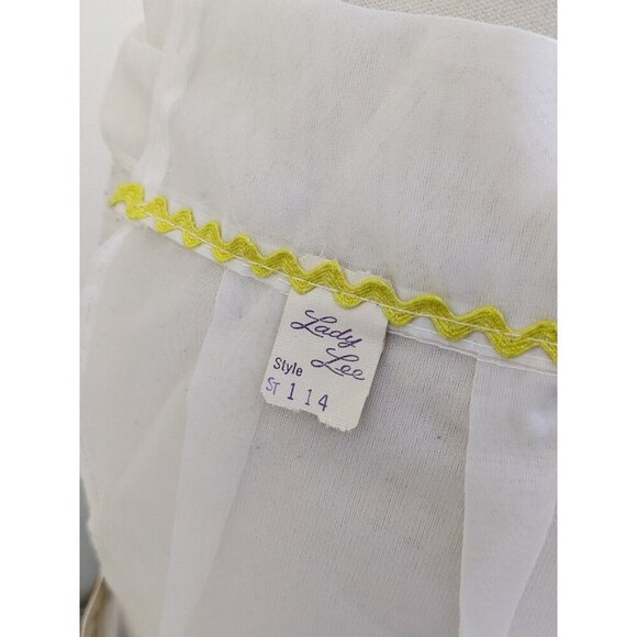 Vintage 50s 60s Half Apron Embroidered Panel Sheer White Organza Pockets Nylon - Picture 5 of 5